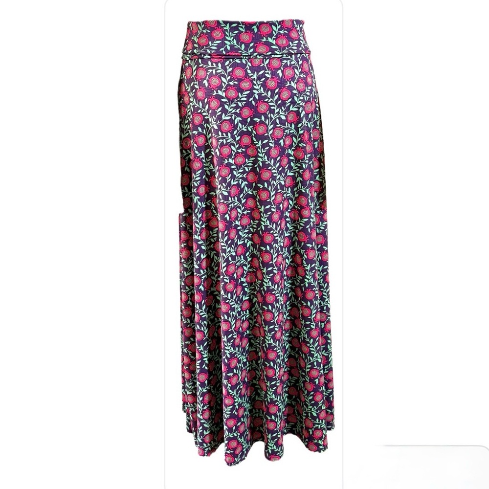 LuLaRoe Floral Maxi Skirt Purple Green Pink Sz XS